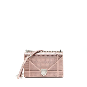 Top quality Dior Medium Top quality Diorama Cannage Calfskin Metallic Pink