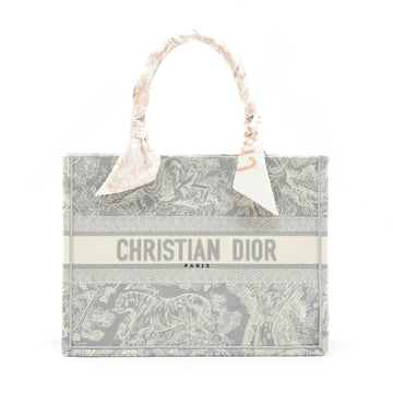 Top quality Dior Medium (Old Small) Book Tote Grey Toile De Jouy Reverse Embroidery With An Extra Twilly
