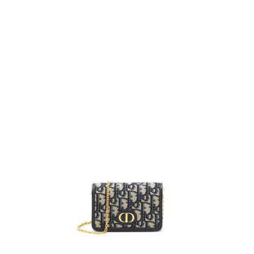 Top quality Dior 30 Montaign Nano pouch with Chain Blue Oblique jacquard
