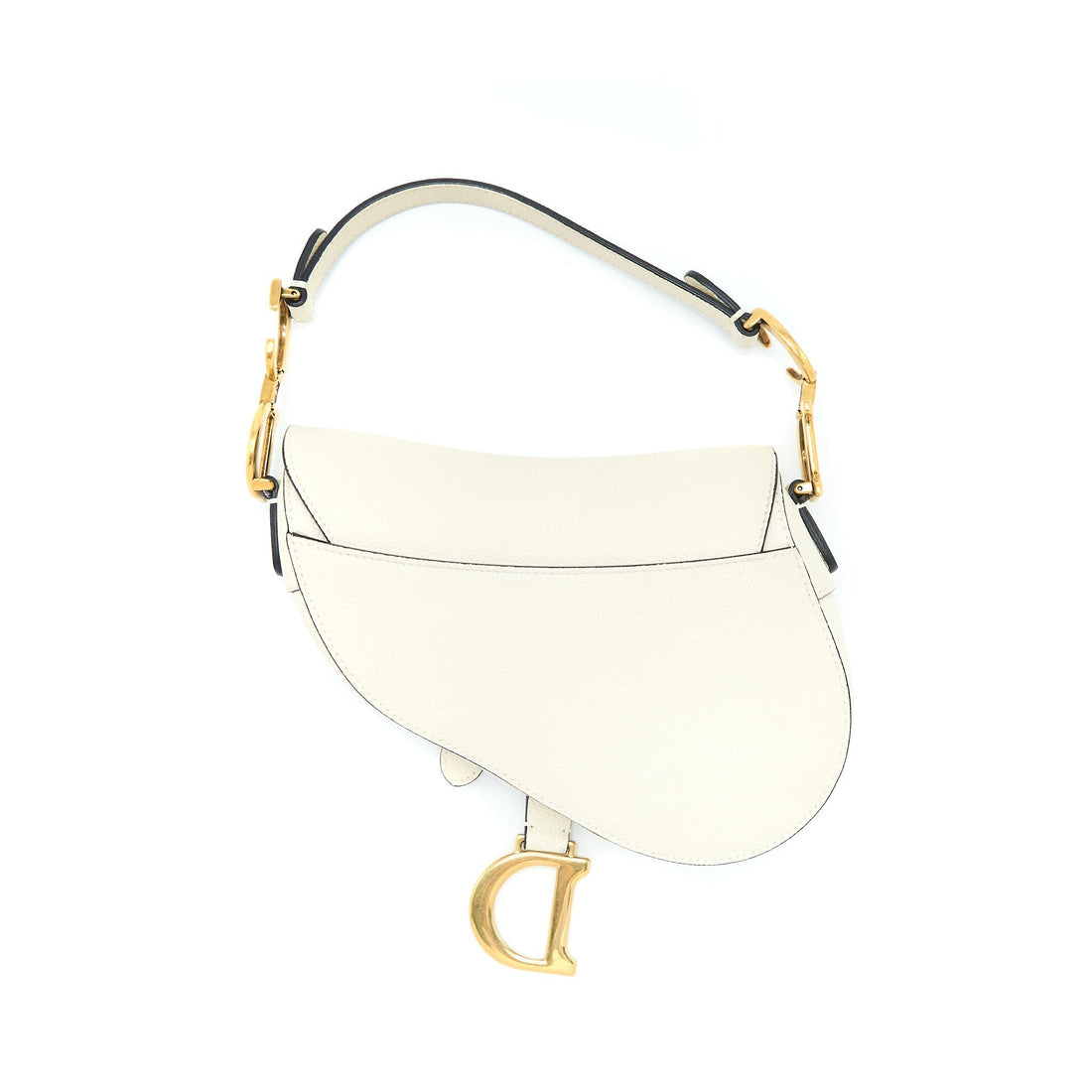 Top quality Dior Mini Saddle Bag Grained Calfskin White