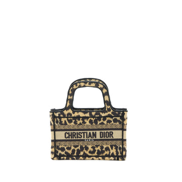 Top quality Dior Mini Book Tote Mizza Embroidery Beige/Black