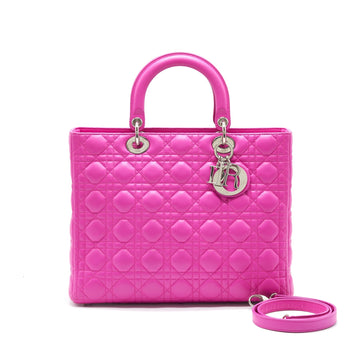 Top quality Dior LARGE LADY Top quality Dior LAMBSKIN BAG IN HOT PINK