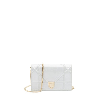 Top quality Dior Top quality Diorama Wallet on Chain Calfskin Light Grey