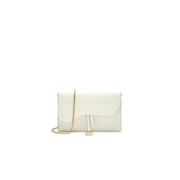 Top quality Dior saddle Pouch with Chain White