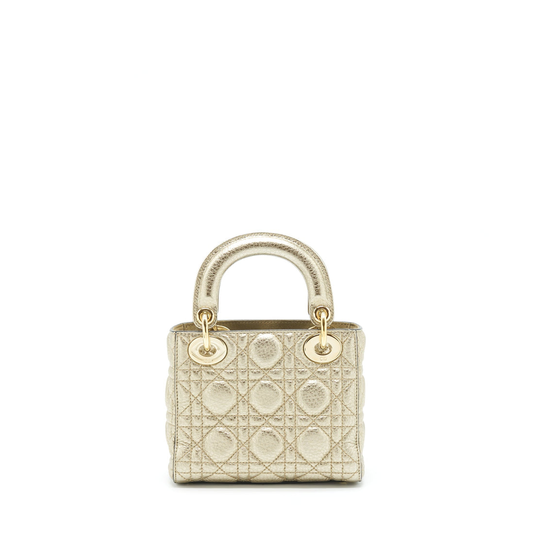 Top quality Dior Mini Lady Top quality Dior Supple Grained Calfskin Metallic Gold