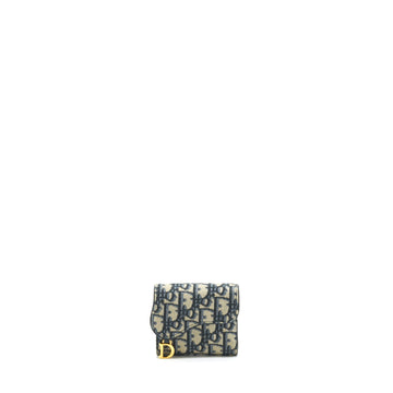 Top quality Dior Saddle Small Wallet Blue Oblique Canvas