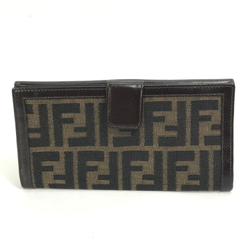 FENDI Long Wallet Purse 2804-01339 Canvas / leather Brown Zucca Bill Compartment mens