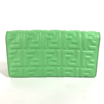 FENDI Long Wallet Purse 8M0251 leather green Baguette Continental Wallet Women