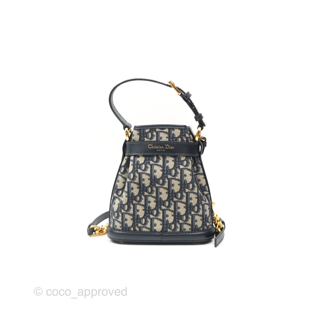 Christian Dior Oblique Calfskin C'est Dior Cannage Bucket Bag Blue Small