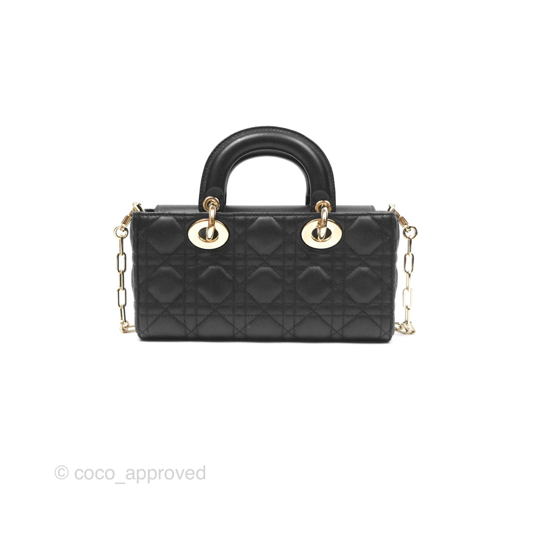 Dior Small Lady D-Joy Bag Black Lambskin Cannage Gold Hardware