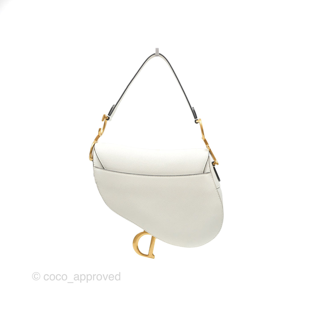 Christian Dior Saddle Bag White Grained Calfskin Gold Hardware