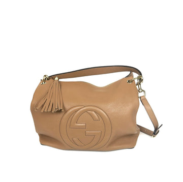 Gucci Pebbled Calfskin Large Soho Hobo in Beige
