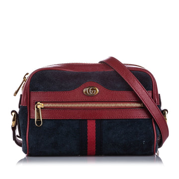 Gucci Gucci Mini Ophidia Suede Crossbody Bag Blue