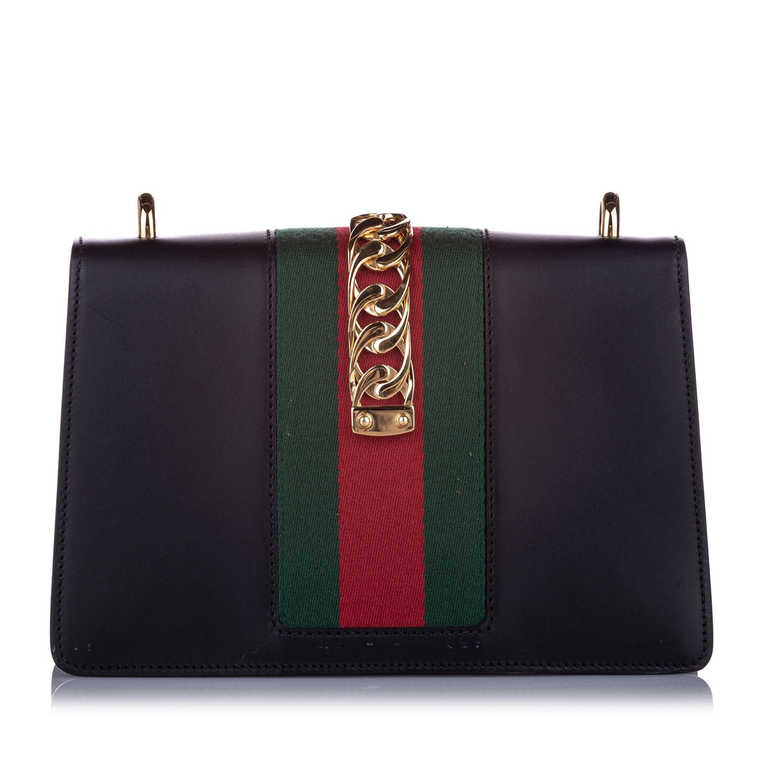 Gucci Small Sylvie Leather Shoulder Bag Black GHW