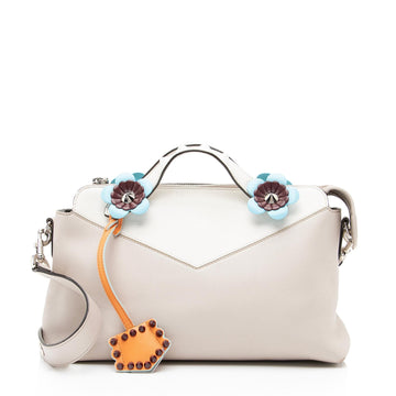 Fendi Calfskin Flowerland Studded By The Way Medium Boston Bag