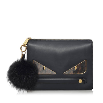 Fendi Monster Leather Clutch Bag