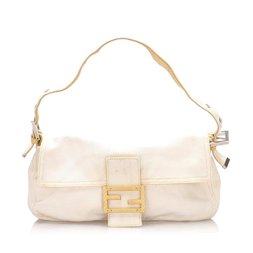 Fendi Python-Trimmed Canvas Mamma Baguette (SHG-16033)
