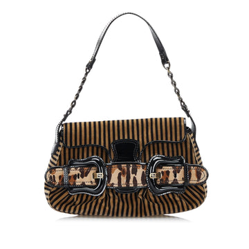 Fendi Striped Velvet B Bis Bag