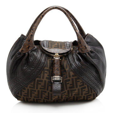 Fendi Tortuga Leather Zucca Spy Satchel