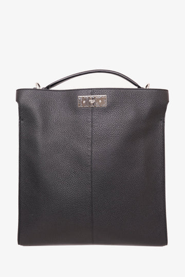 Fendi Black Leather Romano Peekaboo X-Lite Toto With Strap