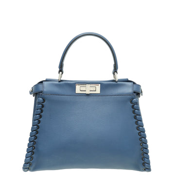 Fendi Navy Blue Whipstitch Peekaboo Regular Bag