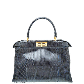 Fendi Blue Python Iconic Peekaboo Regular Bag