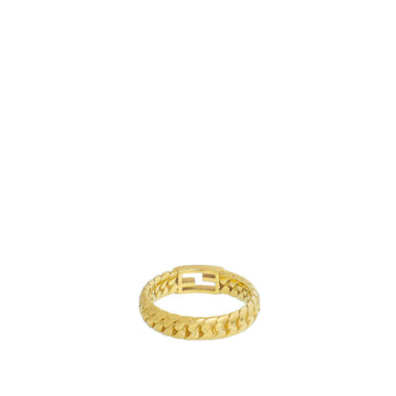 Fendi Gold Finish Chain Link Baguette Ring Medium