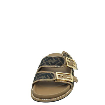 Fendi Tobacco Zucca FF Buckle Slide Sandal 38.5