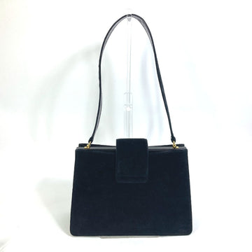 CELINE Shoulder Bag Velor / leather black Gamaguchi New 1:1 Women Secondhand