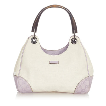 Gucci Gucci Bamboo Canvas Handbag White