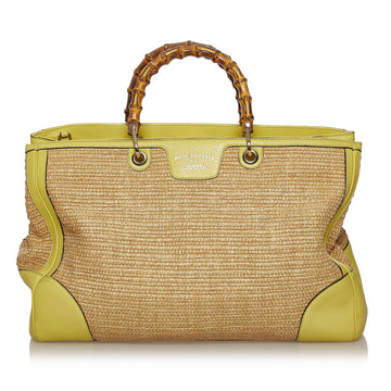 Gucci Bamboo Raffia Satchel