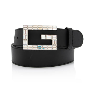Gucci Calfskin Crystal Square G Madelyn Belt - Size 30 / 75 (SHF-A3dPQe)