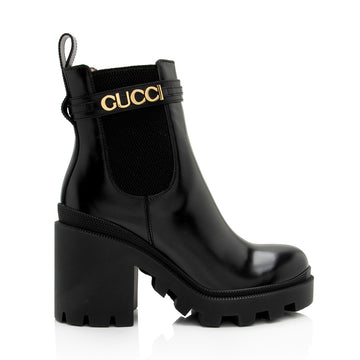 Gucci Calfskin Logo Trip Platform Boots - Size 7.5 / 37.5 (SHF-VfOKBg)