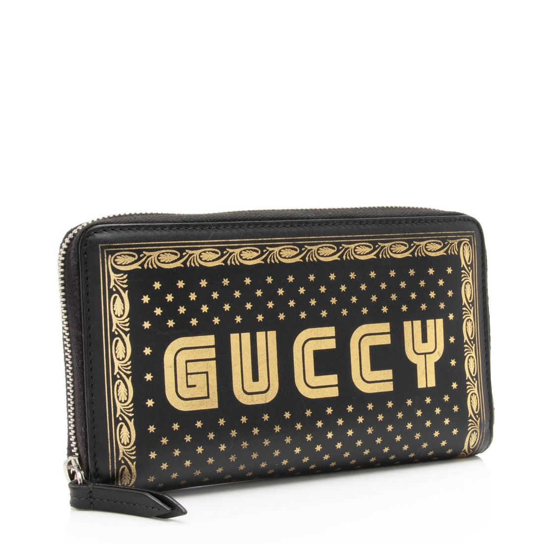 Gucci Calfskin Star Print Guccy Zip Around Wallet (SHF-NzvcOs)