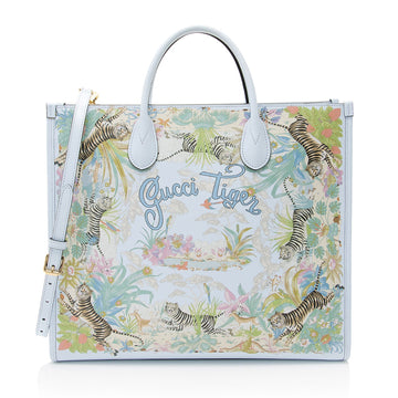 Gucci Calfskin Tiger Print Medium Tote