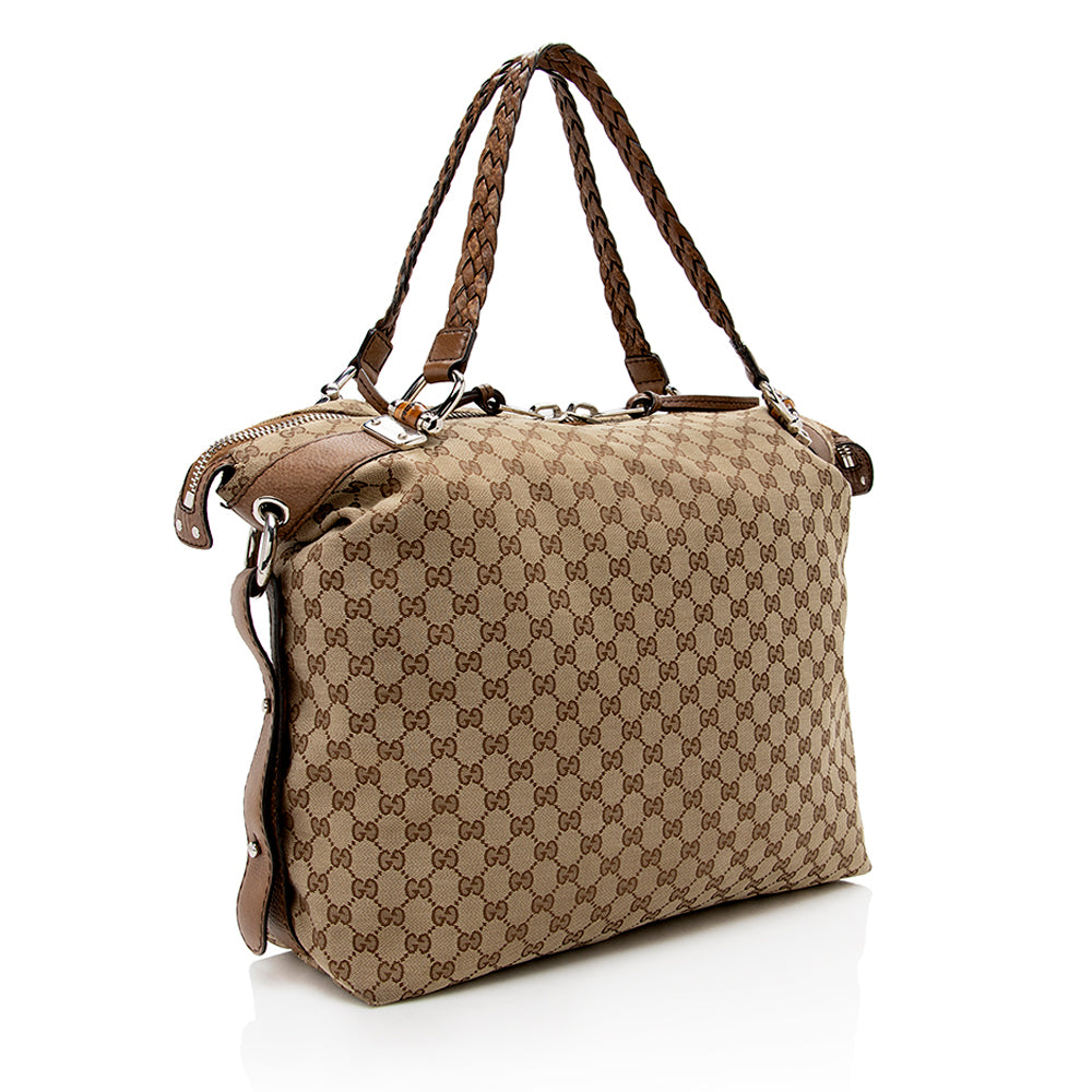 Gucci GG Canvas Bamboo Bar Large Tote - FINAL SALE