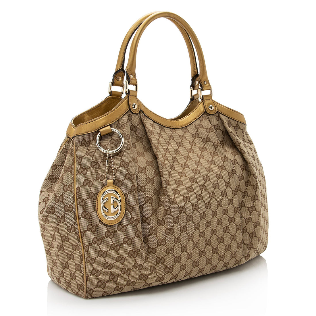 Gucci GG Canvas Metallic Leather Sukey Large Tote