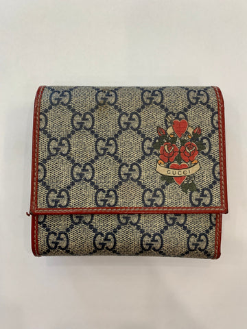 Gucci  GG Plus Tattoo Hearts And Roses Wallet