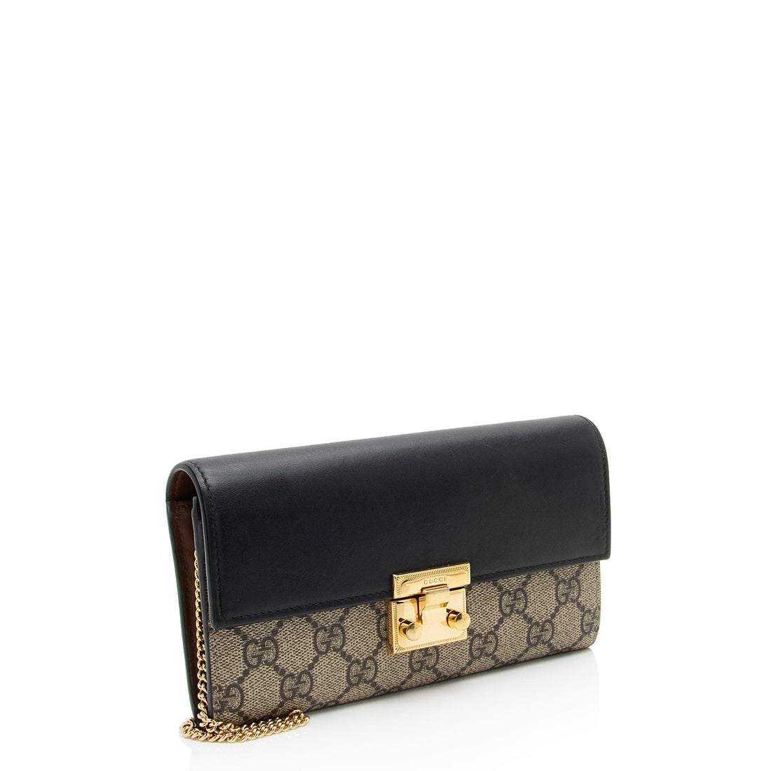Gucci GG Supreme Calfskin Padlock Chain Wallet (SHF-8YY4zm)
