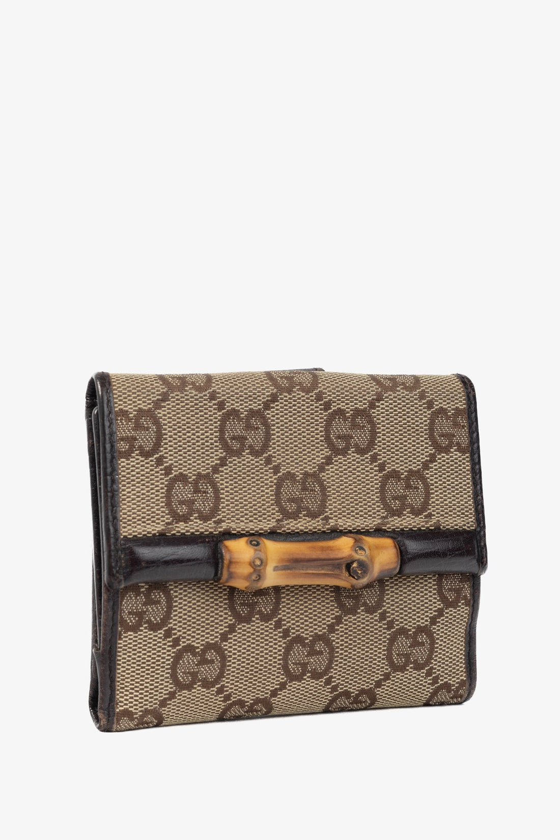 Gucci Beige GG Canvas Bamboo Bifold Wallet