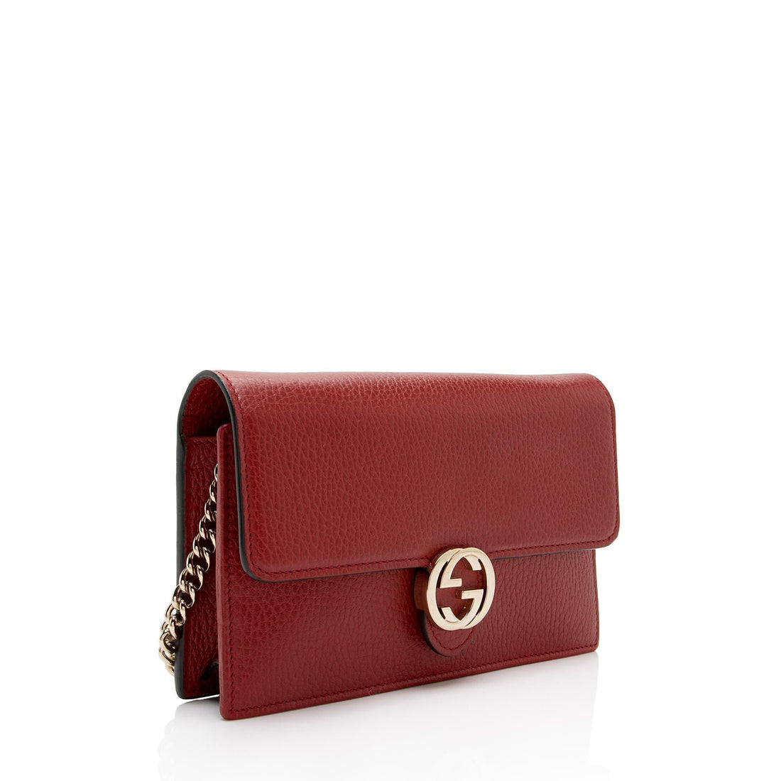 Gucci Grained Calfskin Interlocking G Chain Wallet (SHF-a75ZPj)