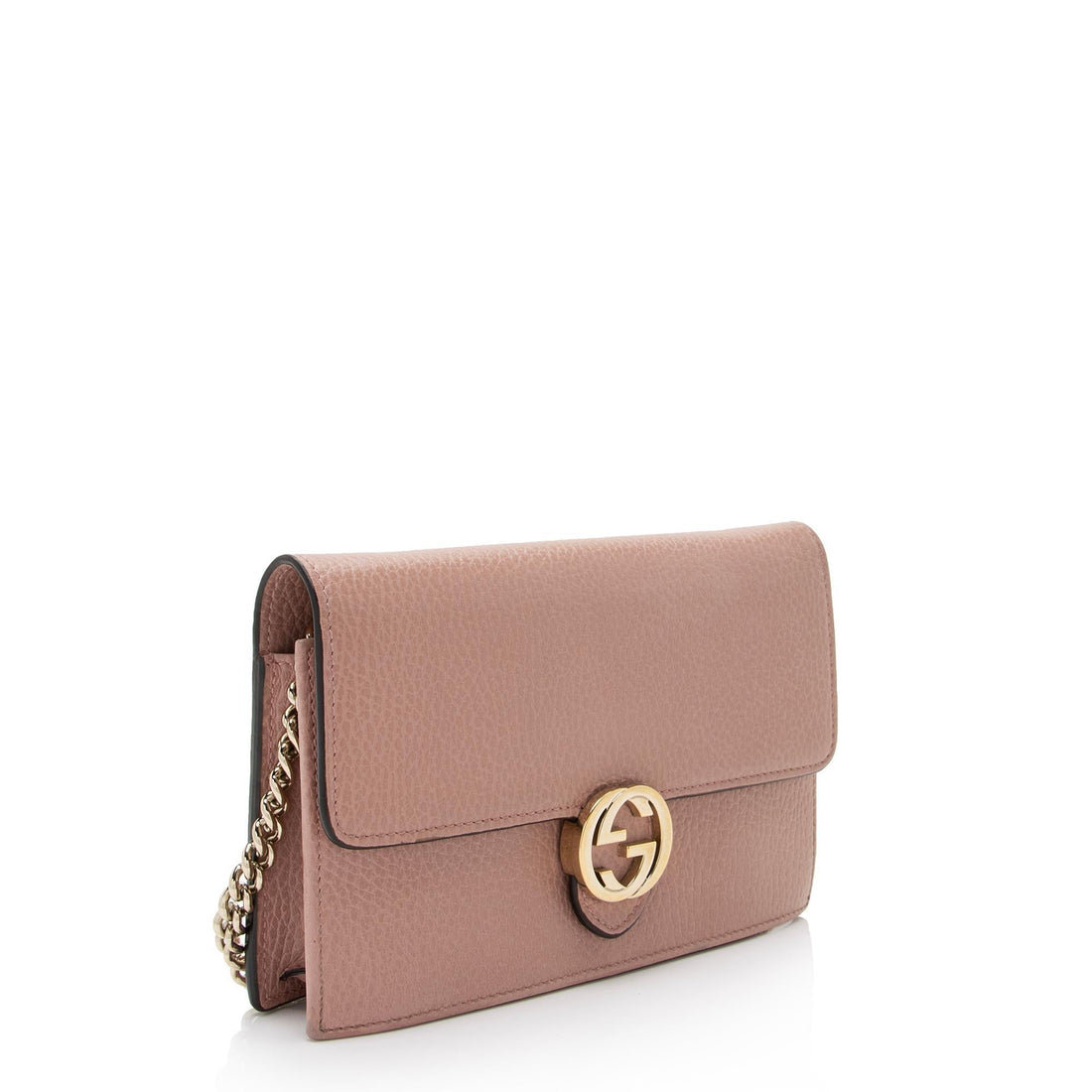 Gucci Grained Calfskin Interlocking G Chain Wallet (SHF-wuQC6s)