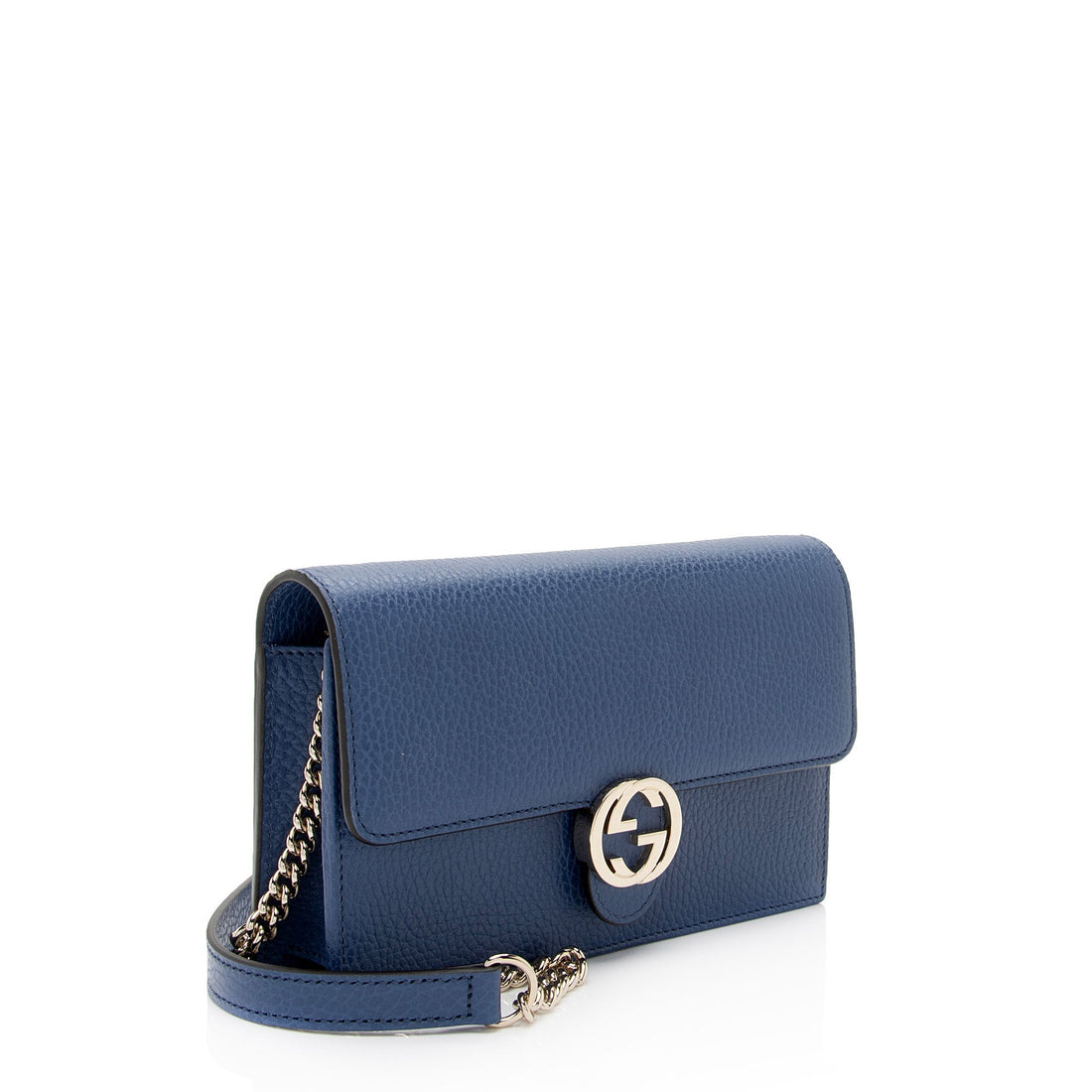 Gucci Grained Calfskin Interlocking G Chain Wallet (SHF-hln5dz)