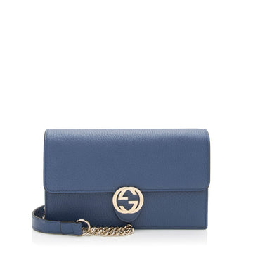Gucci Grained Calfskin Interlocking G Chain Wallet (SHF-o6QJ2U)