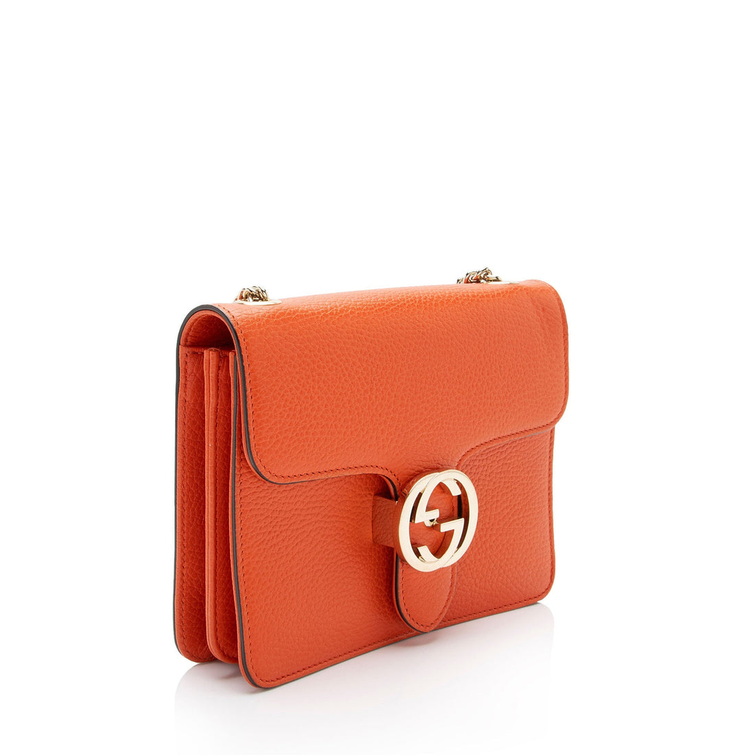 Gucci Grained Calfskin Interlocking G Small Shoulder Bag (SHF-h9X0uq)