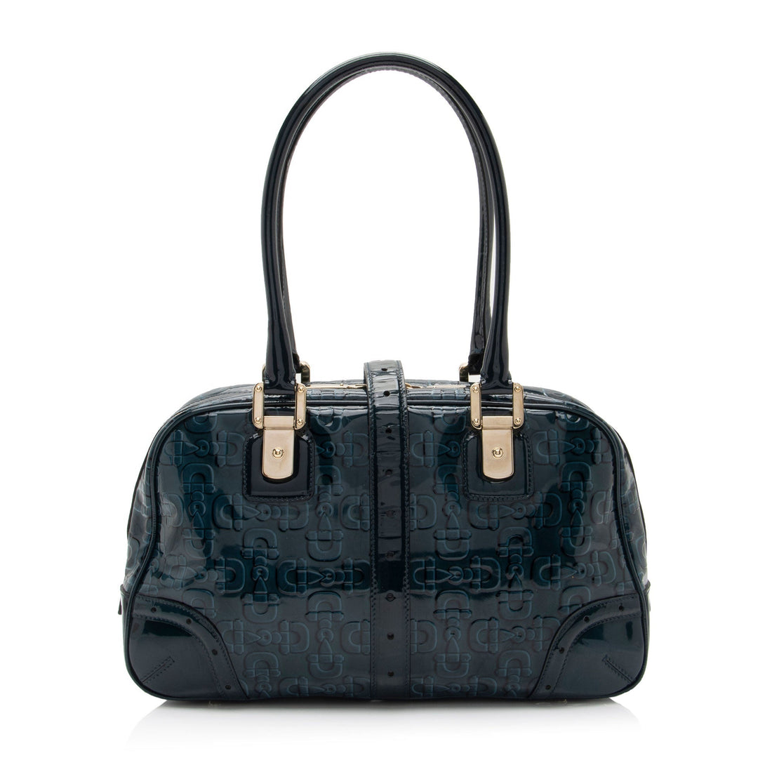 Gucci Embossed Horsebit Patent Leather Satchel