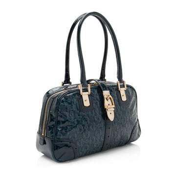 Gucci Embossed Horsebit Patent Leather Satchel