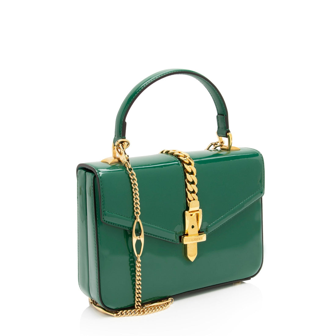 Gucci Patent Leather Sylvie 1969 Mini Top Handle (SHF-iiXdUI)