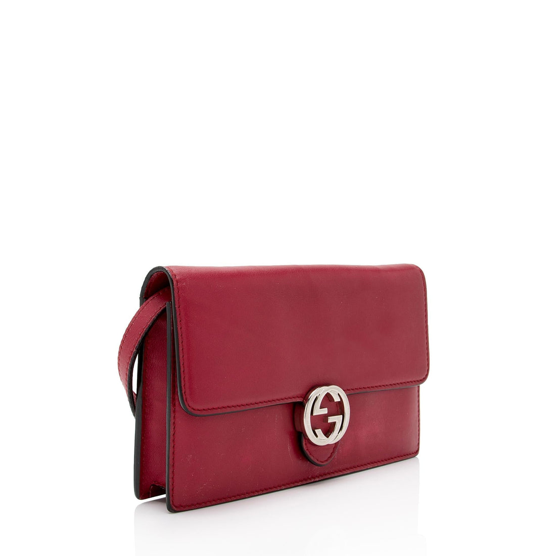 Gucci Smooth Calfskin Interlocking G Wallet on Strap (SHF-poz1cn)