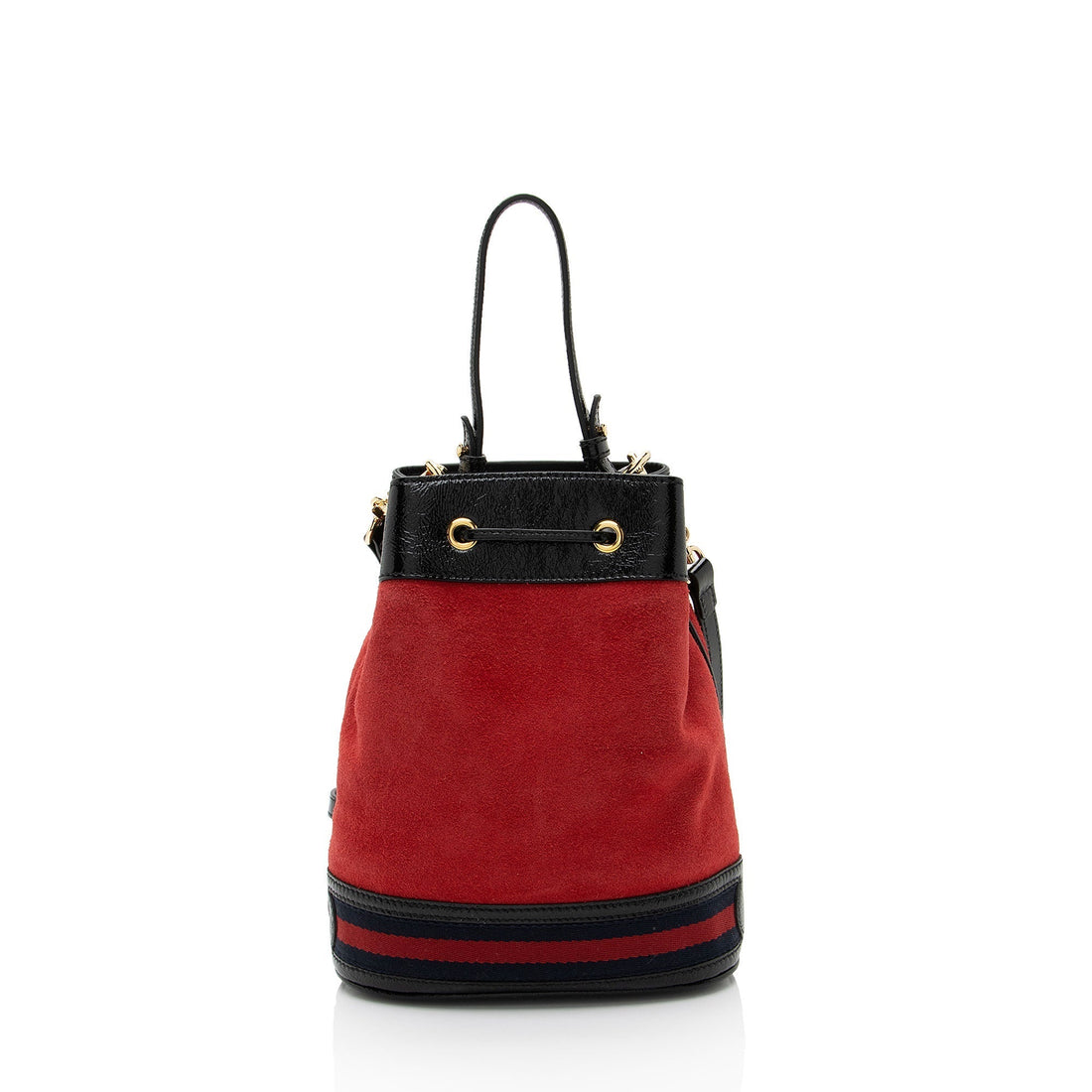Gucci Suede Patent Leather Ophidia Small Bucket Bag